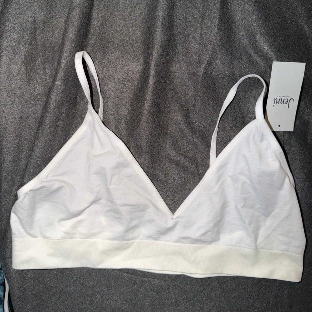 Jenni Intimates Womens White Triangle Bralette Cotton Stretch XL 100158355